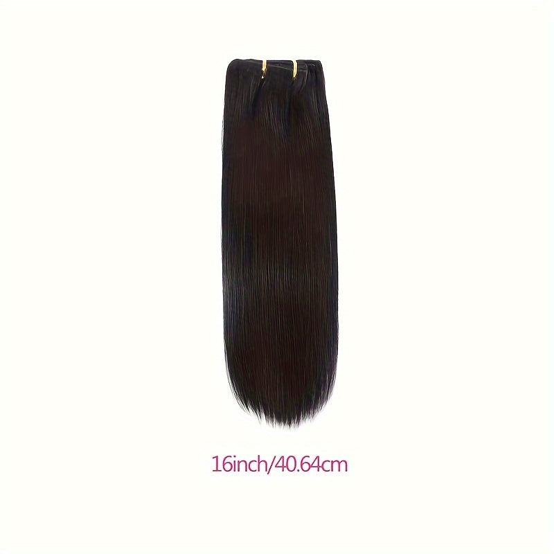 Straight Human Hair Clip In Hair Extensions For Women 100% Unprocessed Full Head Brazilian Virgin Hair Natural Black Color, 8/Pcs With 18Clips, 4.06 oz